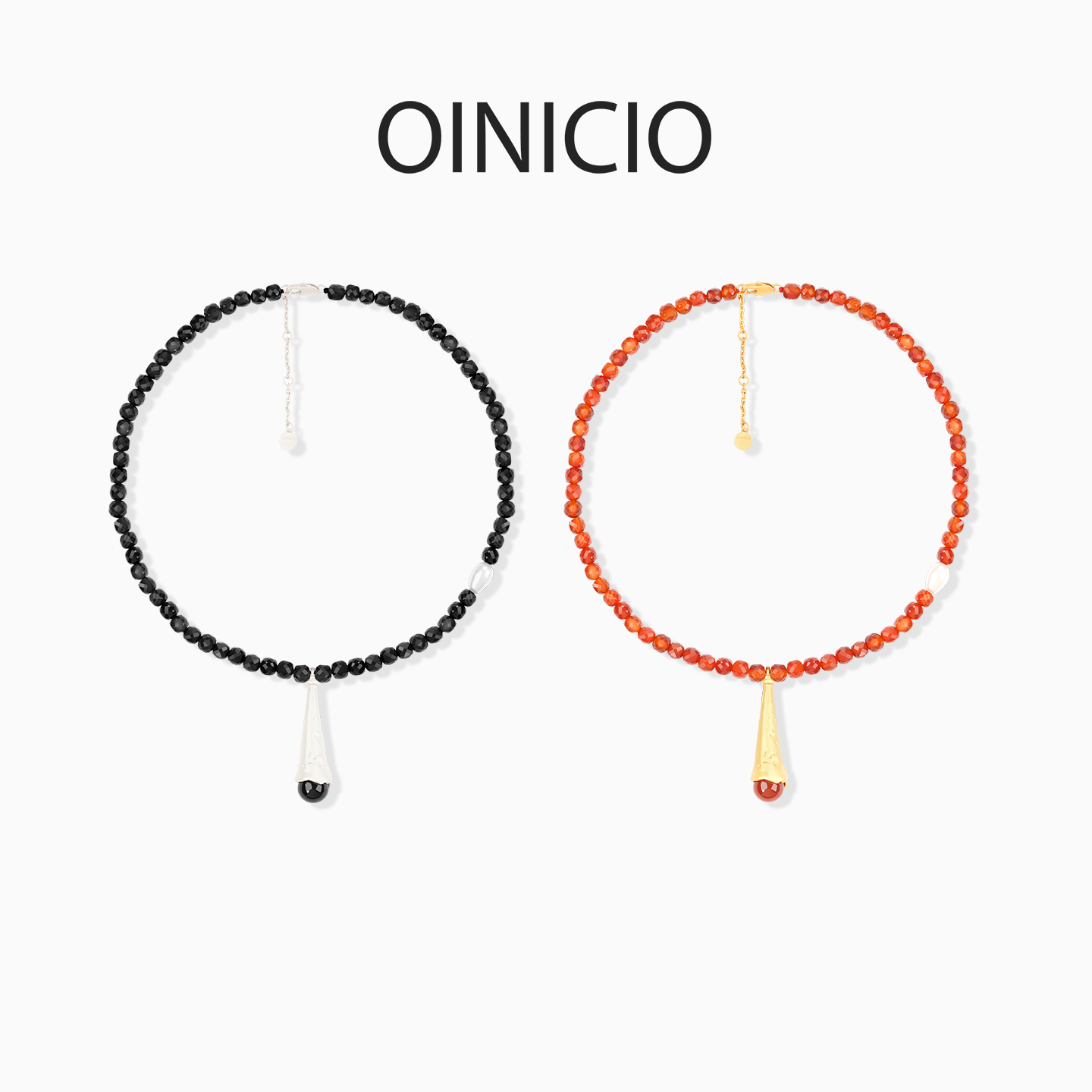 OINICIO初印种子系列凝露宝石串珠项链女本命年红玛瑙吊坠毛衣链