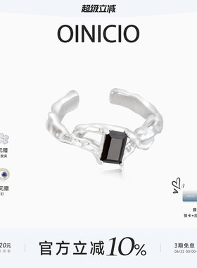OINICIO初印925银黑玛瑙镂空戒指