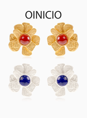 [新年礼物]OINICIO初印种子系列松花宝石耳钉女本命年红玛瑙耳饰