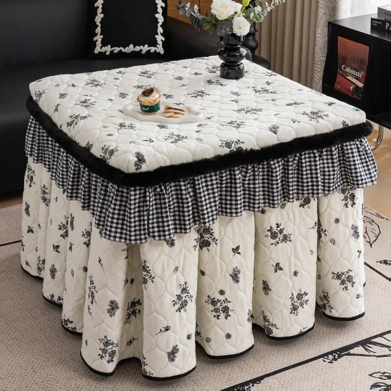 2025新款正方形毛绒烤火桌罩套