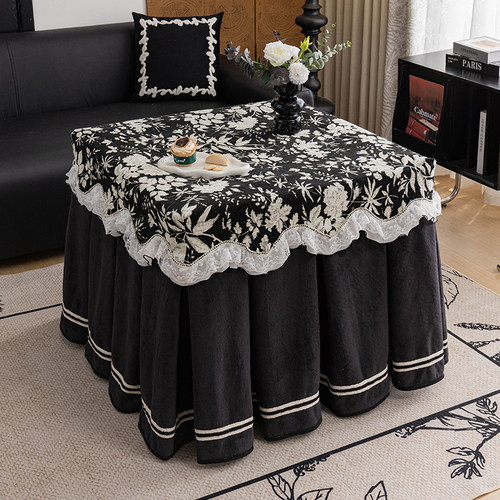 黑色复古美式正方形烤火桌罩