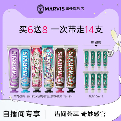 【自播间下单专享】Marvis玛尔仕花园特调牙膏6支装清洁清新净澈