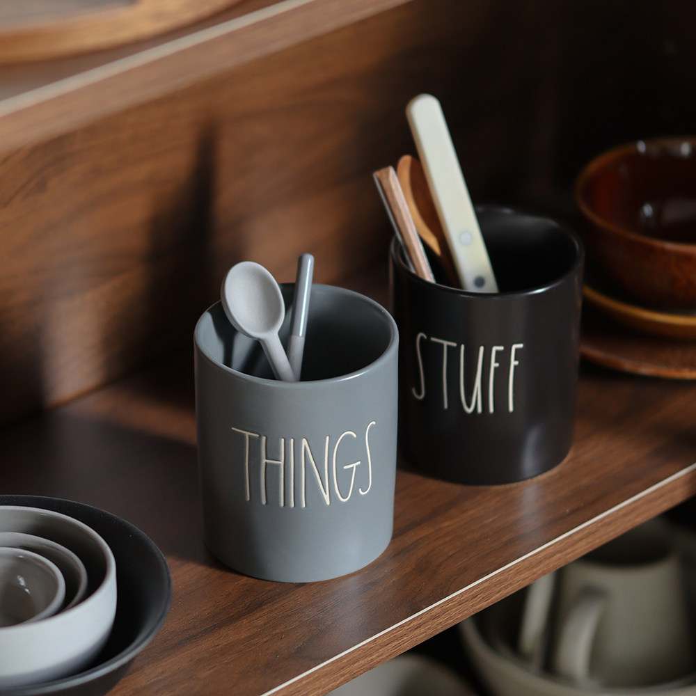 美国RD收纳筒厨房小工具筒陶瓷办公室书桌收纳罐英文字母圆形笔筒,收纳整理,笔筒,淘宝优惠券,粉丝福利购,淘宝优惠卷