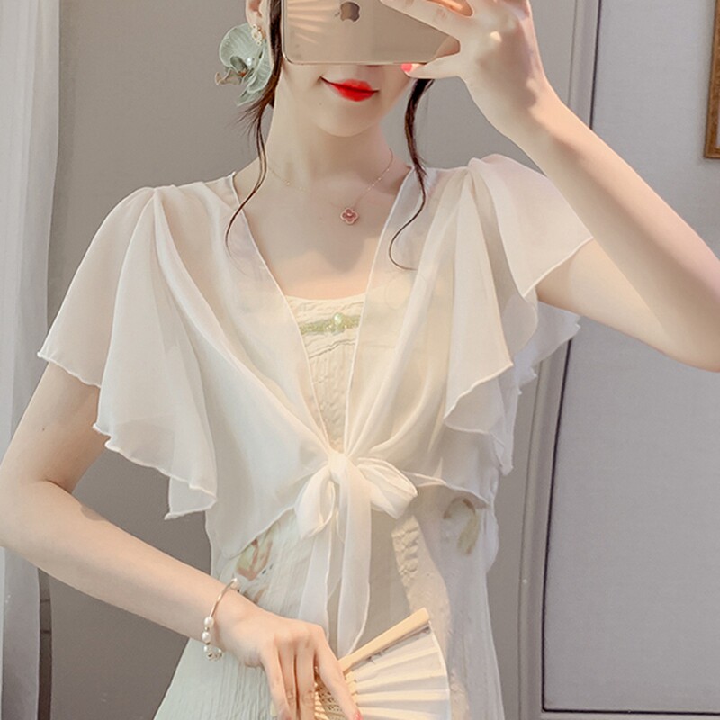 配吊带裙子雪纺衫小披肩薄款外套开衫防晒上衣女2026新款夏季外搭
