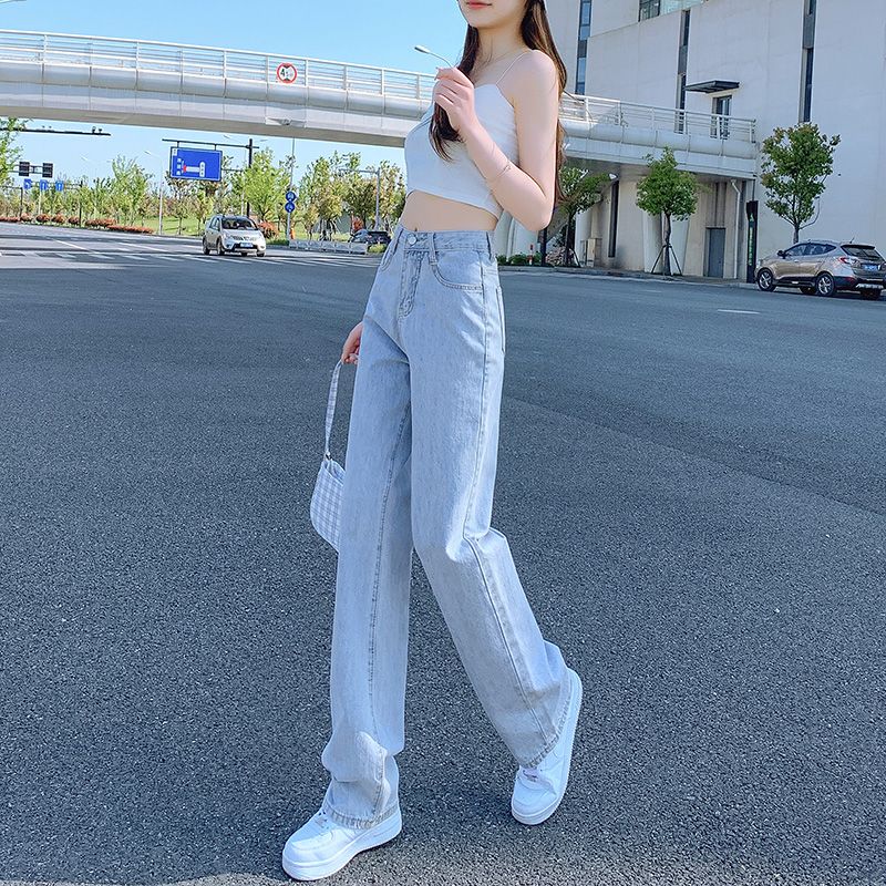 直筒牛仔裤女夏季薄款高腰显瘦宽松浅色阔腿裤2025新款韩版裤子潮
