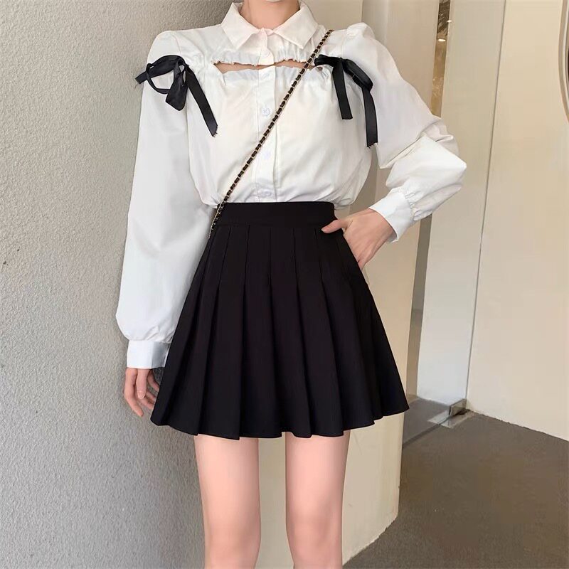 口袋款百褶裙女夏季韩版高腰显瘦松紧腰a字短裙2023新款半身裙子