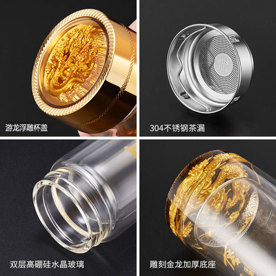 大容量玻璃杯双层l加厚水温男泡茶杯办公保杯杯透明家杯女用子防