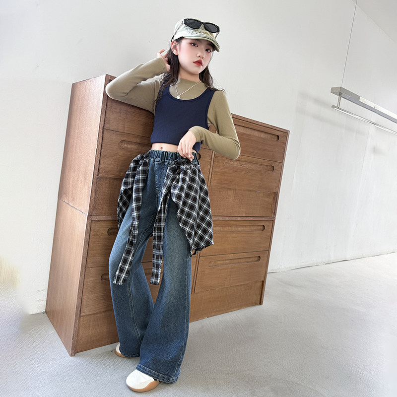 牛仔喇叭裤女童儿童春秋休闲in裤子