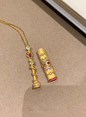 「魔法棒」宫廷风金色拉丝灵蛇四叶草万花筒项链女复古百搭锁骨链