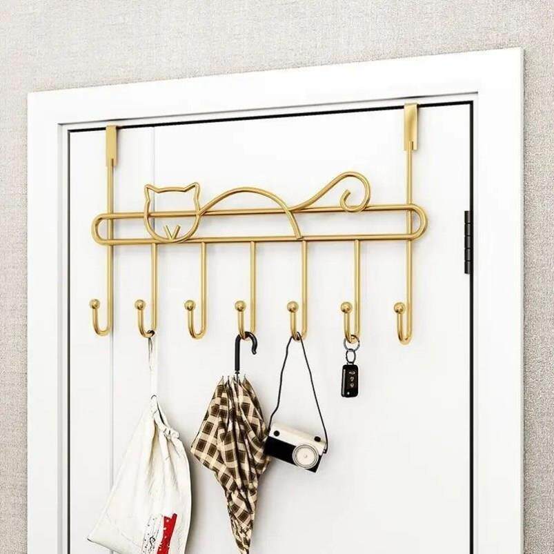 猫咪门后挂钩铁艺门后挂衣钩勾挂卧室门上挂衣架衣服挂架置物架