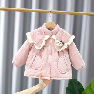 女童棉服外套小女孩加绒加厚新款冬装上衣女宝宝外出棉袄保暖洋气