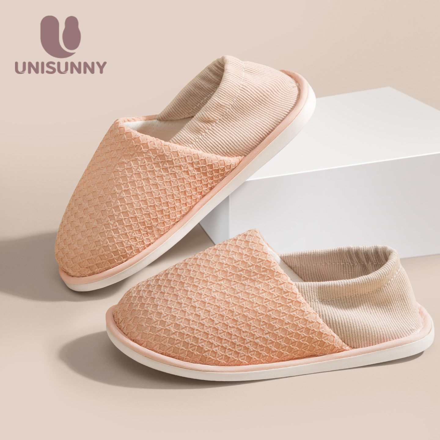 unisunny月子鞋夏薄款包跟产后防滑棉拖女包跟软底孕妇拖鞋家居鞋