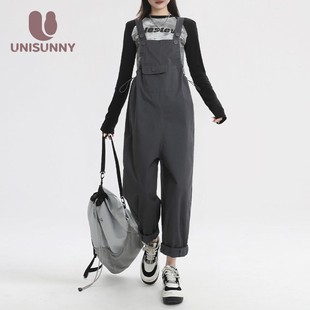 unisunny孕妇背带裤春秋外穿休闲裤韩版阔腿长裤孕期时尚孕妇秋装