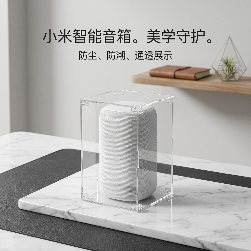小米智能音箱透明保护罩亚克力防尘防潮透气收纳盒简约现代保护盒