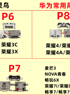 P6 P8 P7 麦芒3 NOVA青春 畅玩6X 荣耀8青春 畅享 7 7plus 尾插口