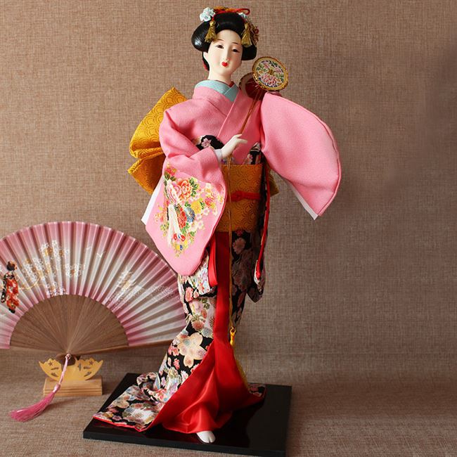 22寸日本人偶艺妓人t形绢人和服娃娃日式工艺品摆件料理店装饰55