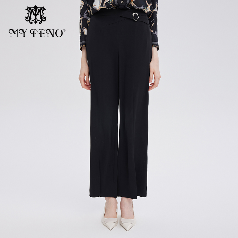 马天奴女装黑色高腰阔腿