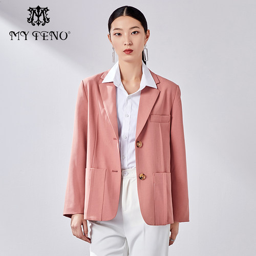 马天奴纯色短款西装外套