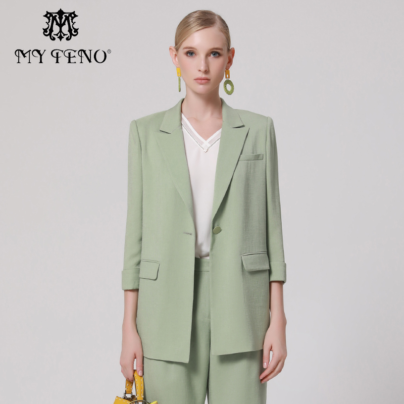 马天奴女装醋纤平驳领西