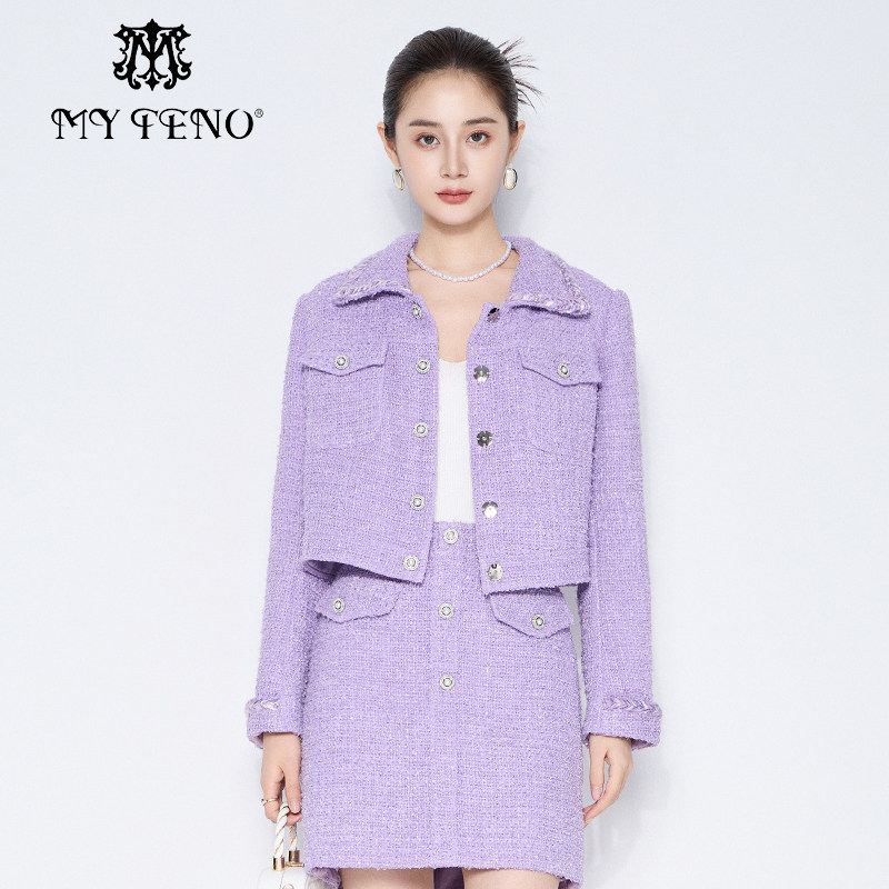 专柜正品马天奴秋冬女闪葱翻领小香风外套单排扣超短款时尚,女装/女士精品,短外套,淘宝优惠券,粉丝福利购,淘宝优惠卷