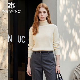 马天奴秋冬新款纯色高领长袖针织衫宽松毛衫毛衣气质时尚百搭女装
