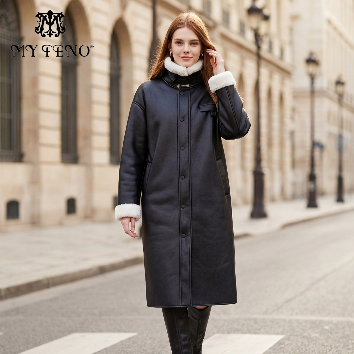 马天奴女装秋冬新款立领长款加厚女宽松显瘦外套机车保暖时尚百搭