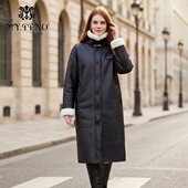 加厚女宽松显瘦外套机车保暖时尚 立领长款 百搭 秋冬新款 马天奴女装