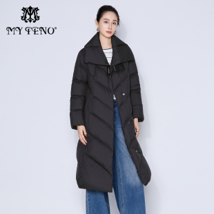 羽绒服廓形保暖时尚 纯色大翻领长款 女 马天奴2025秋冬新款 专柜正品