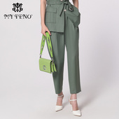 子通勤简约裤 专柜正品 子 西服裤 长裤 马天奴女秋冬新款 绿色职业西装