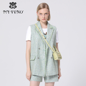 马天奴2025年春季 新款 绿色无袖 专柜正品 小香风西装 外套MRS489JKH0