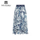 专柜正品 马天奴女夏青花瓷印花压褶半身裙子半裙MRS416SKA0