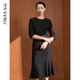 女装 圆领收腰连衣裙子修身 鱼尾裙气质时尚 马天奴秋冬新款 法式 优雅