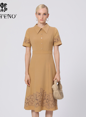 专柜正品马天奴女夏绣花短袖收腰连衣裙子时尚MRS449DRX0