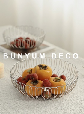 北欧风高级感镂空水果盘金属果篮