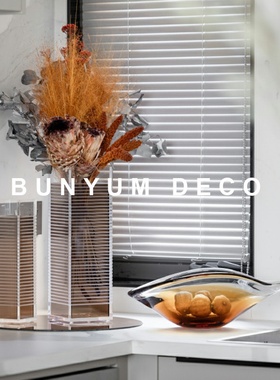 亚克力条纹花器客厅插花轻奢摆件