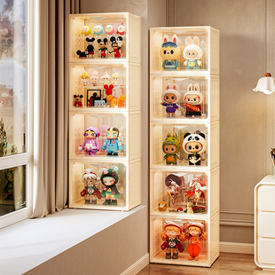 手办展示柜家用透明适用乐高积木玩具labubu泡泡玛特盲盒收纳架子