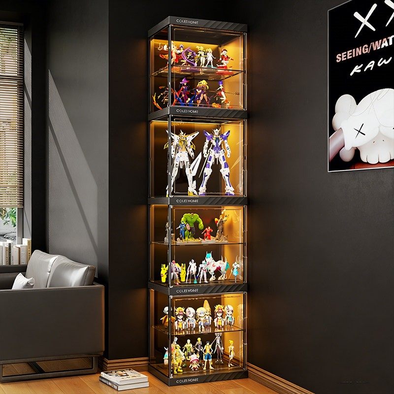 手办展示柜模型玩具适用乐高家盲盒收纳透明积木高达陈列落地架子,收纳整理,手办收纳盒,淘宝优惠券,粉丝福利购,淘宝优惠卷
