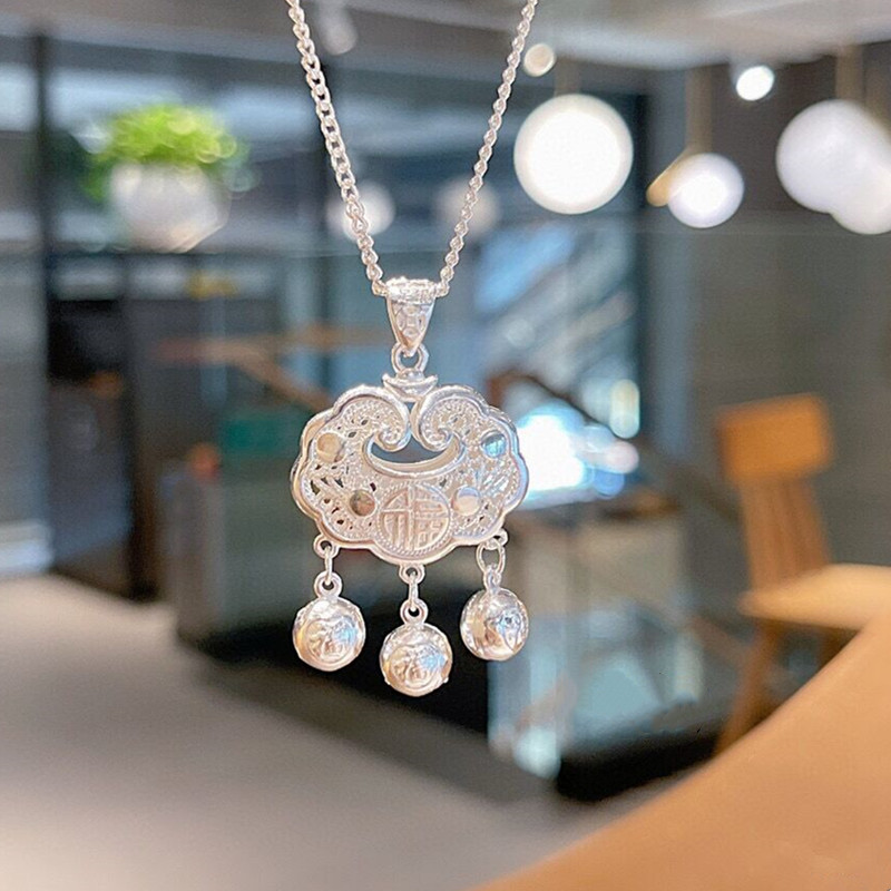 福字平安锁宝宝成人足银999项链