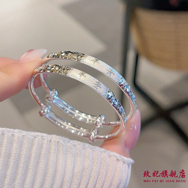 碎冰冰纯银手镯女甜美可爱时尚