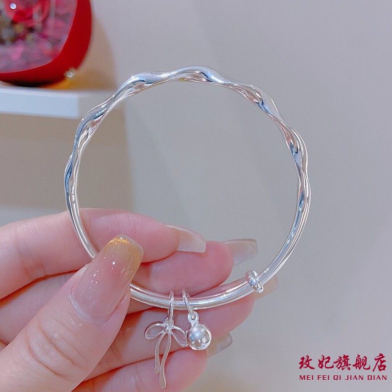 莫比乌斯扭纹纯银手镯女个性气质