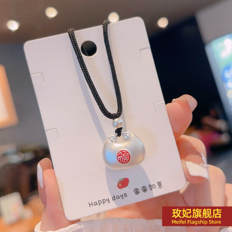 银毛衣链女正生纯银足银999项链