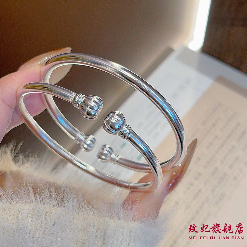 南瓜头纯银手镯女简约百搭网红