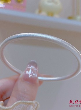 古法磨砂纯银手镯女个性时尚气质