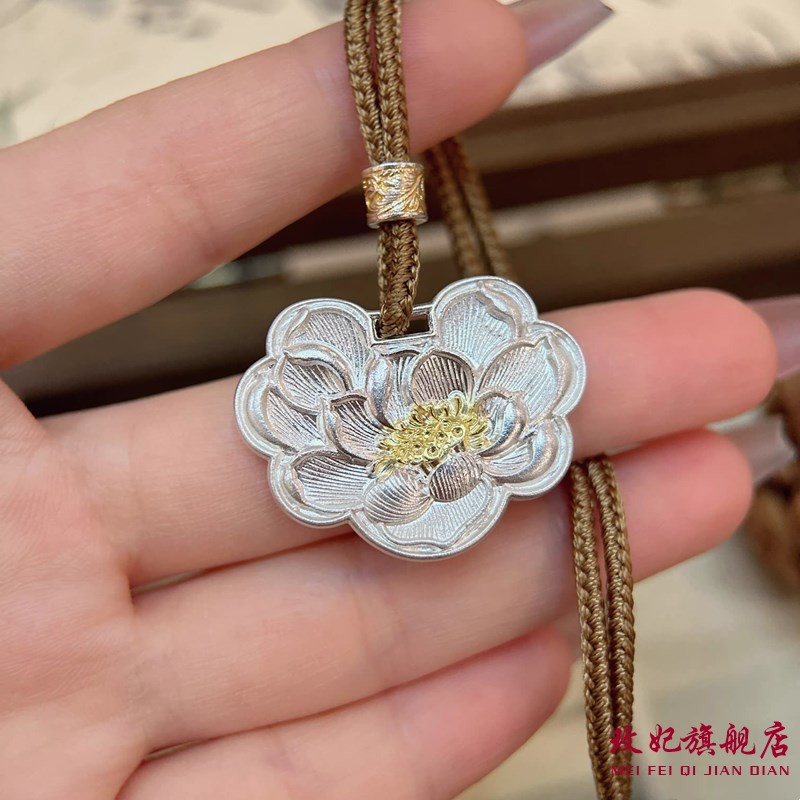 莲花牡丹花纯银项链女时尚锁骨链