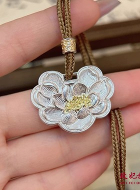 莲花牡丹花纯银项链女时尚锁骨链