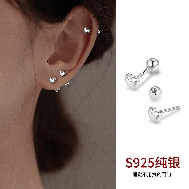 笑脸四叶草纯银耳钉女简约百搭