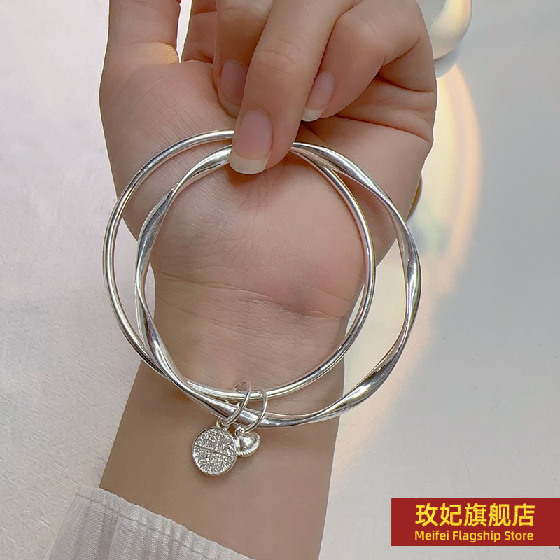 原创设计女银饰正生纯银平安手镯