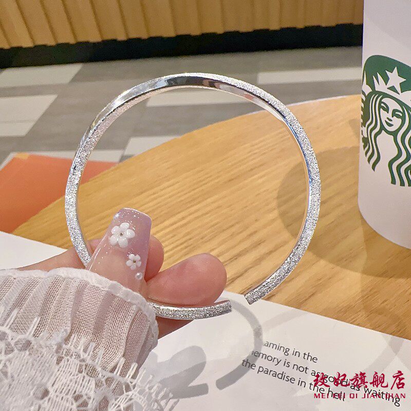 扭纹开口纯银手镯女个性简约百搭