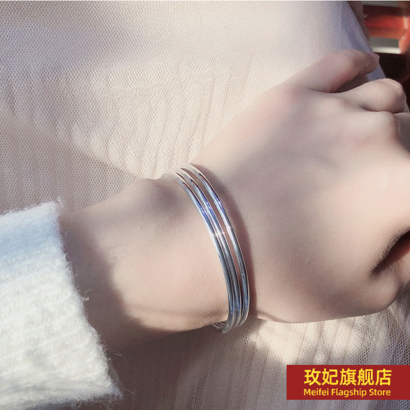 日韩女银饰正生纯银纯银三生手镯