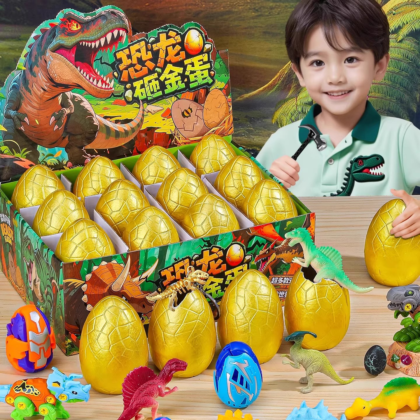 儿童恐龙砸金蛋盲盒玩具